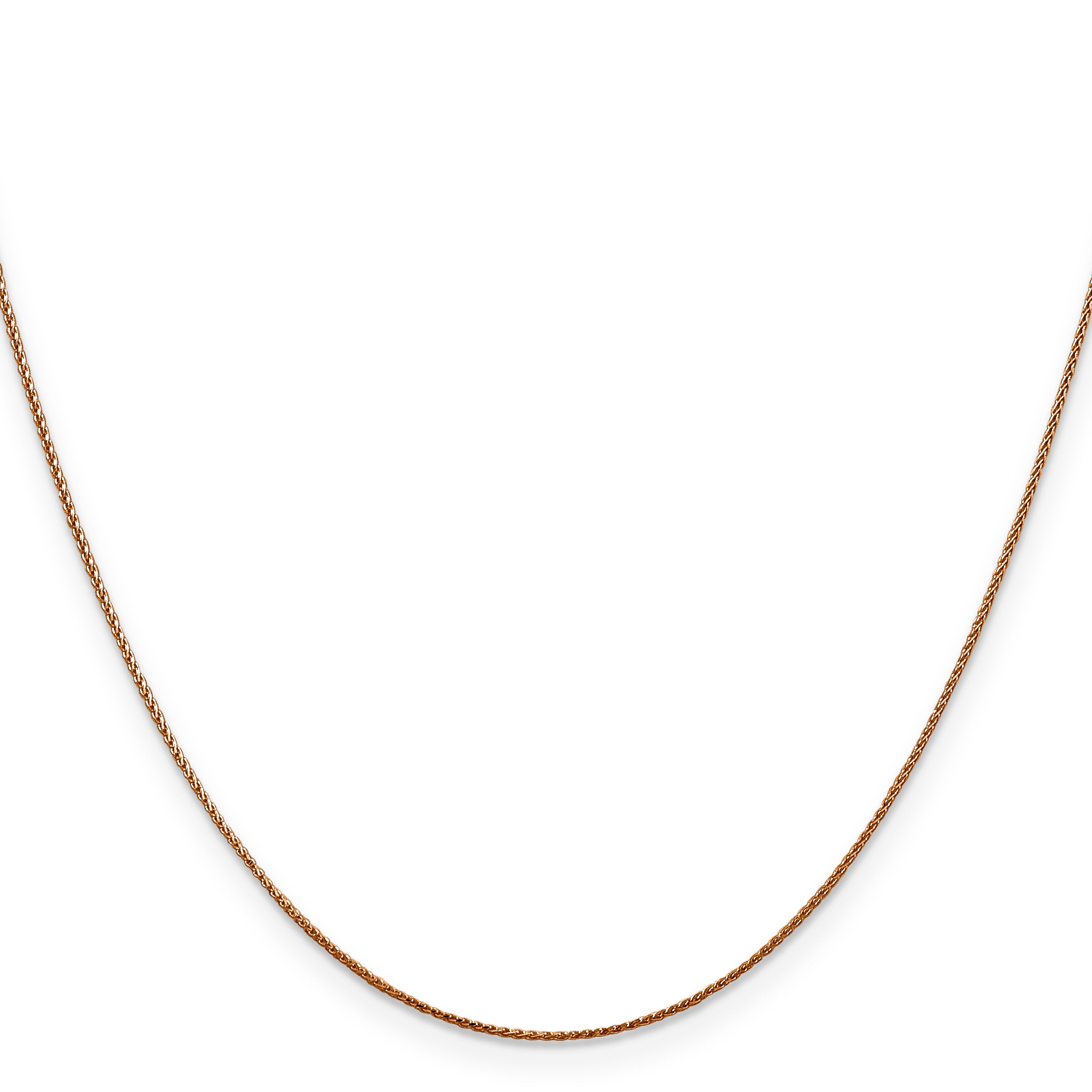14K Rose Gold Solid Diamond-Cut Wheat Chain Necklace 0.85mm