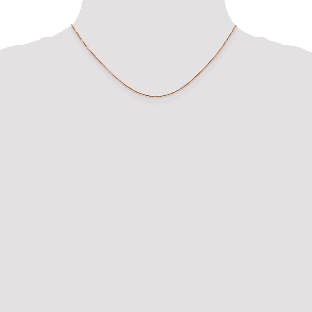14K Rose Gold Solid Diamond-Cut Wheat Chain Necklace 0.85mm
