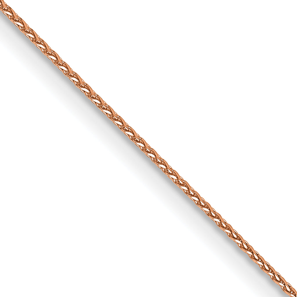 14K Rose Gold Solid Diamond-Cut Wheat Chain Necklace 0.85mm