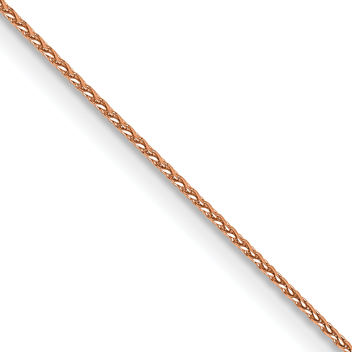 14K Rose Gold Solid Diamond-Cut Wheat Chain Necklace 0.85mm
