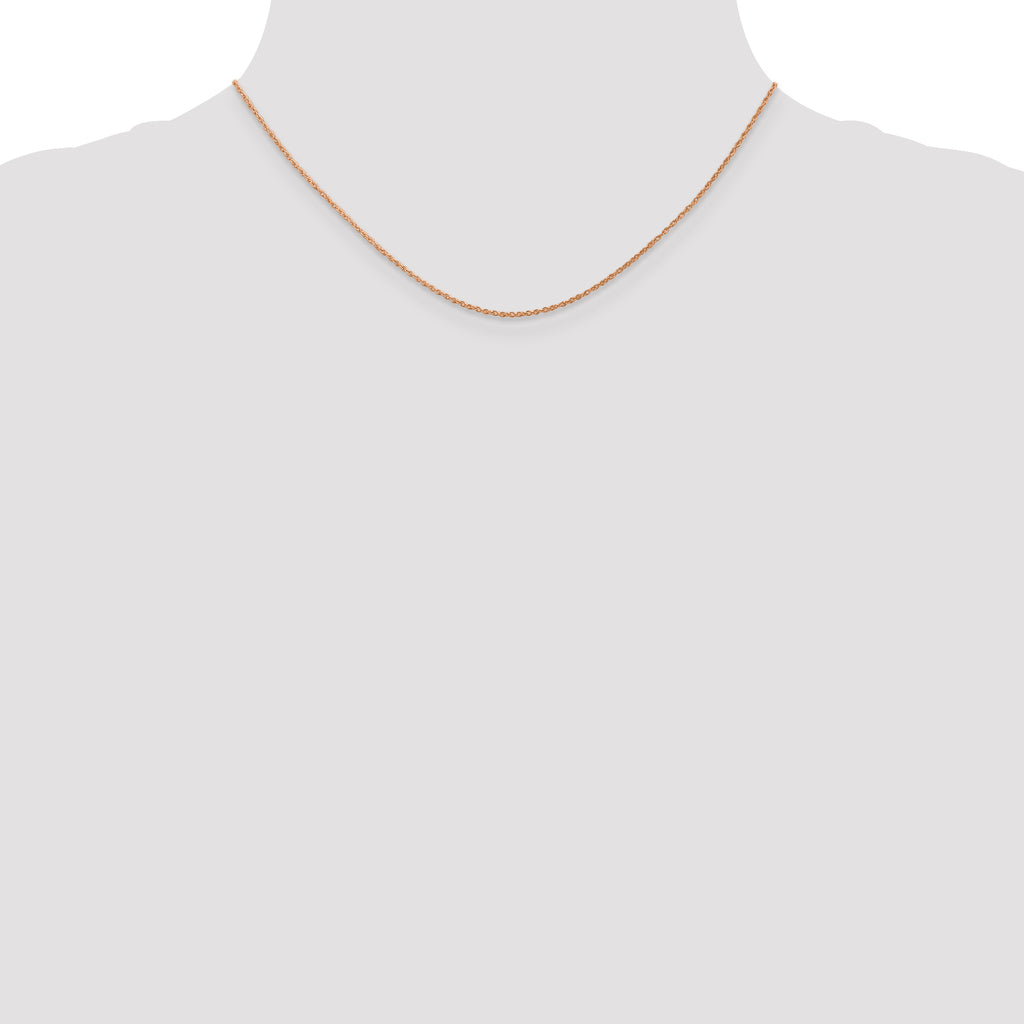 14K Rose Gold Solid Rope Chain Necklace 0.8mm