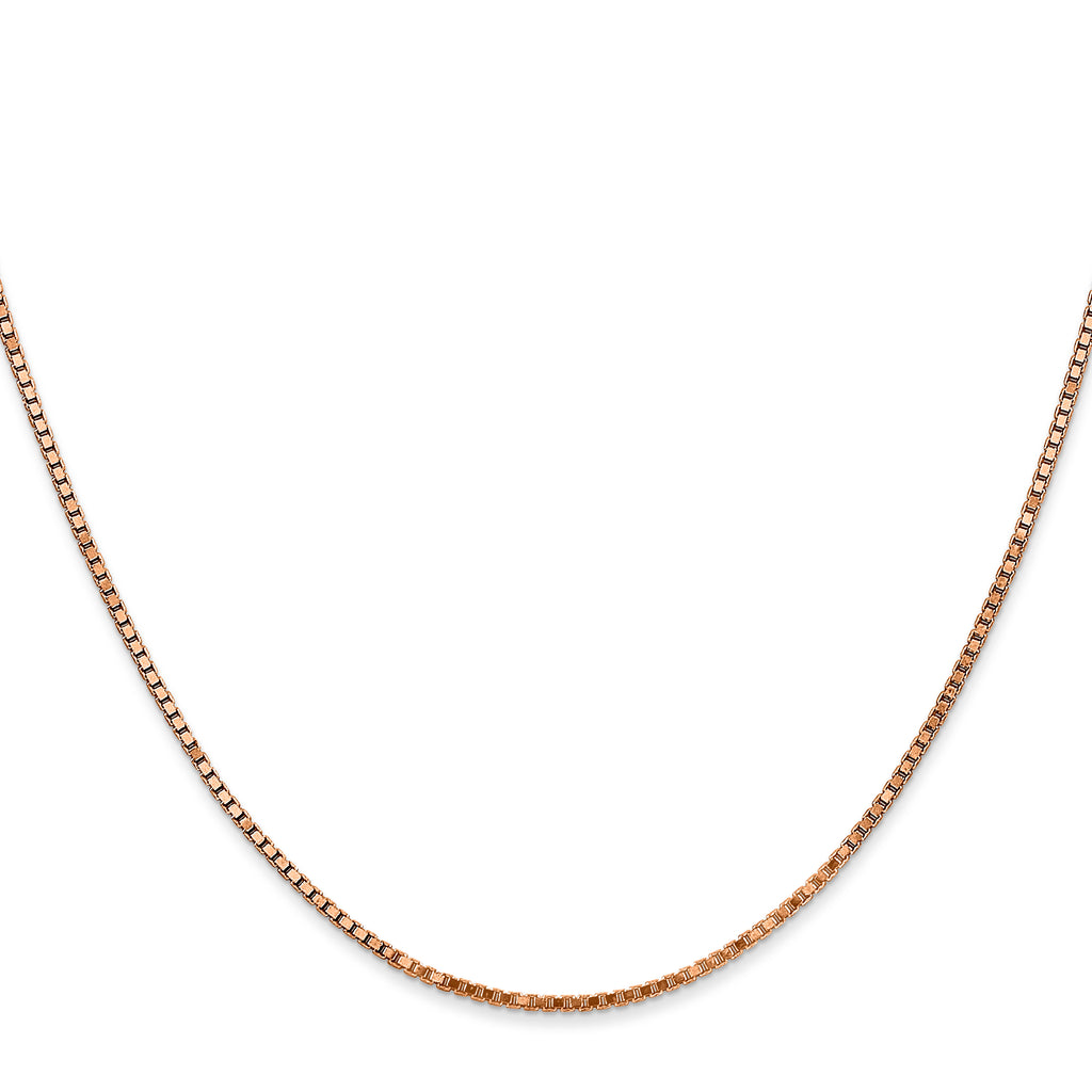 14K Rose Gold Solid Box Chain Necklace 1.3mm