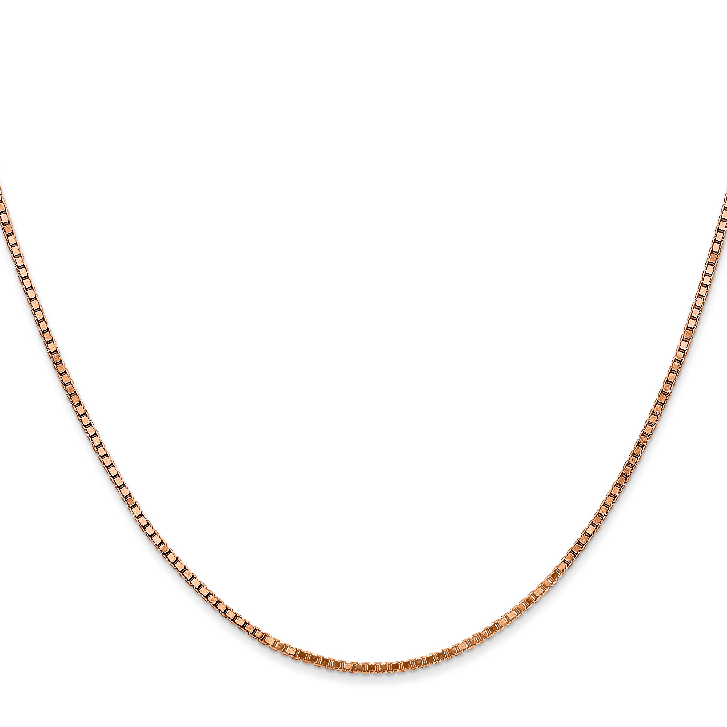 14K Rose Gold Solid Box Chain Necklace 1.3mm
