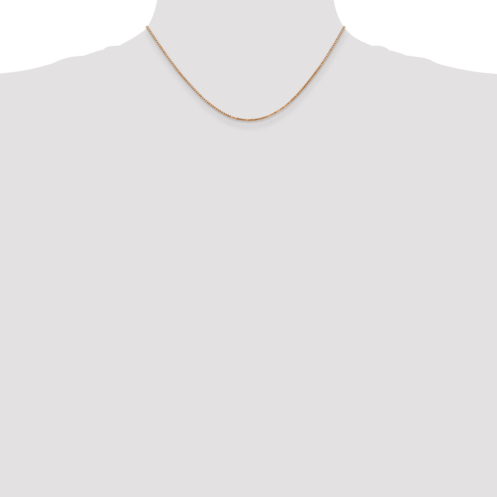 14K Rose Gold Solid Box Chain Necklace 1.3mm
