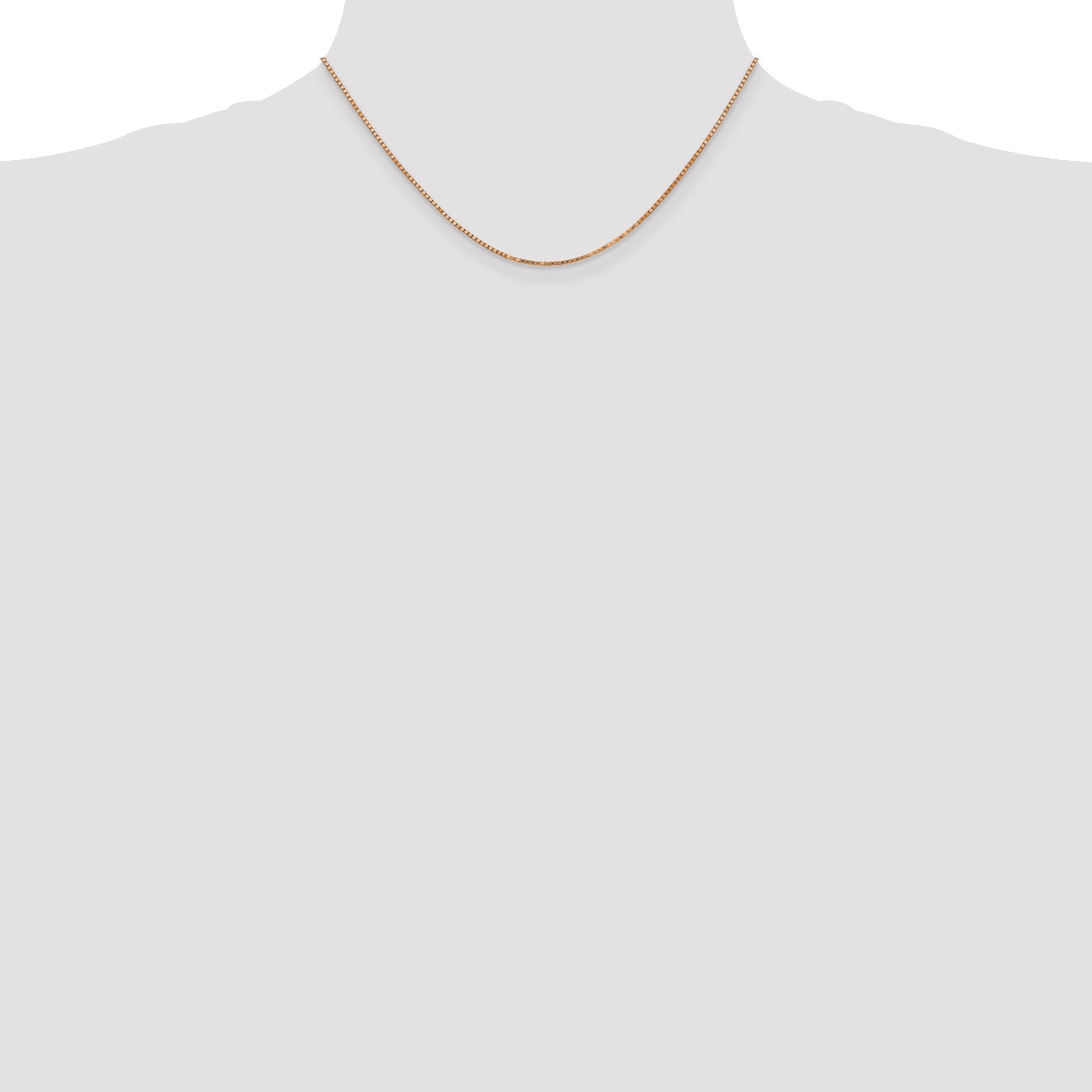14K Rose Gold Solid Box Chain Necklace 1.3mm