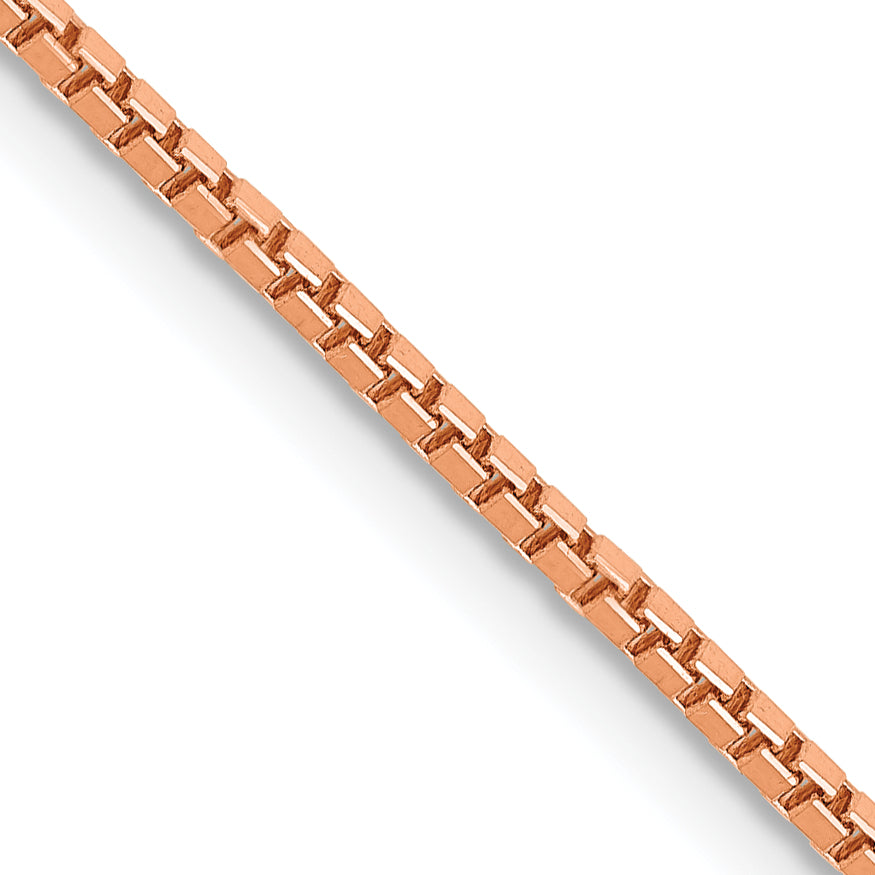 14K Rose Gold Solid Box Chain Necklace 1.3mm