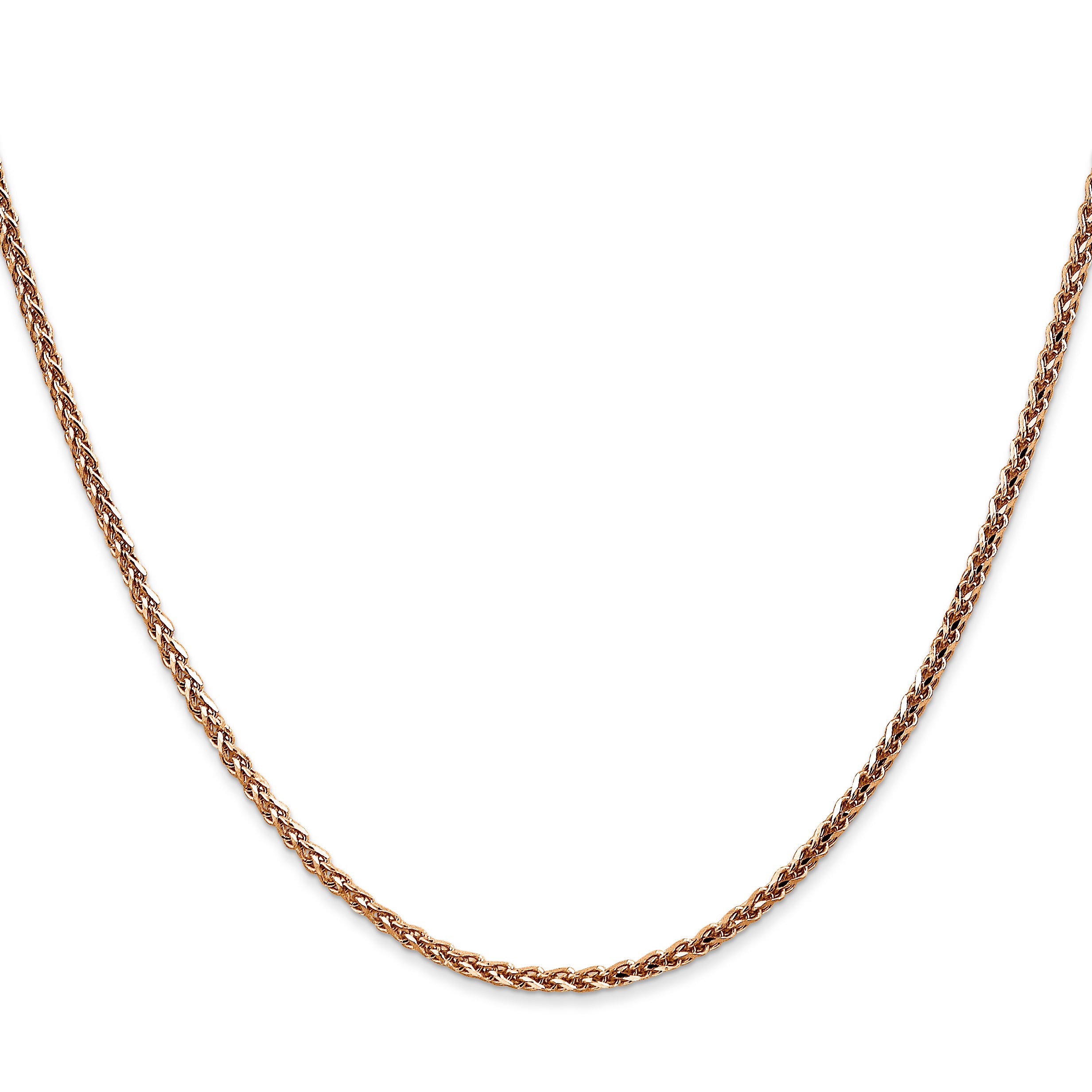 14K Rose Gold 16 inch 2.1mm Diamond-Cut Spiga with Lobster Clasp Chain