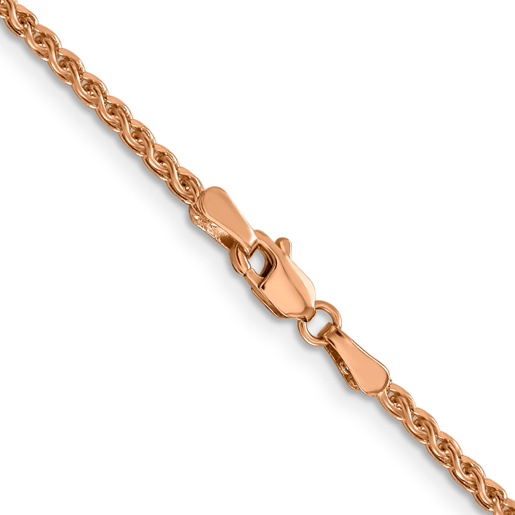 14K Rose Gold 16 inch 2.1mm Diamond-Cut Spiga with Lobster Clasp Chain