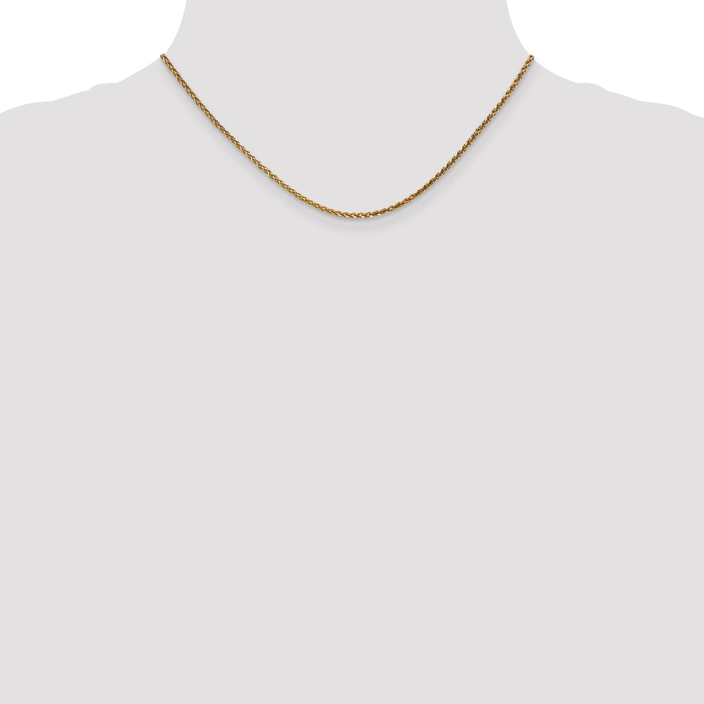 14K Rose Gold 16 inch 2.1mm Diamond-Cut Spiga with Lobster Clasp Chain