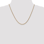 14K Rose Gold Solid Diamond-Cut Wheat Chain Necklace 2.1mm