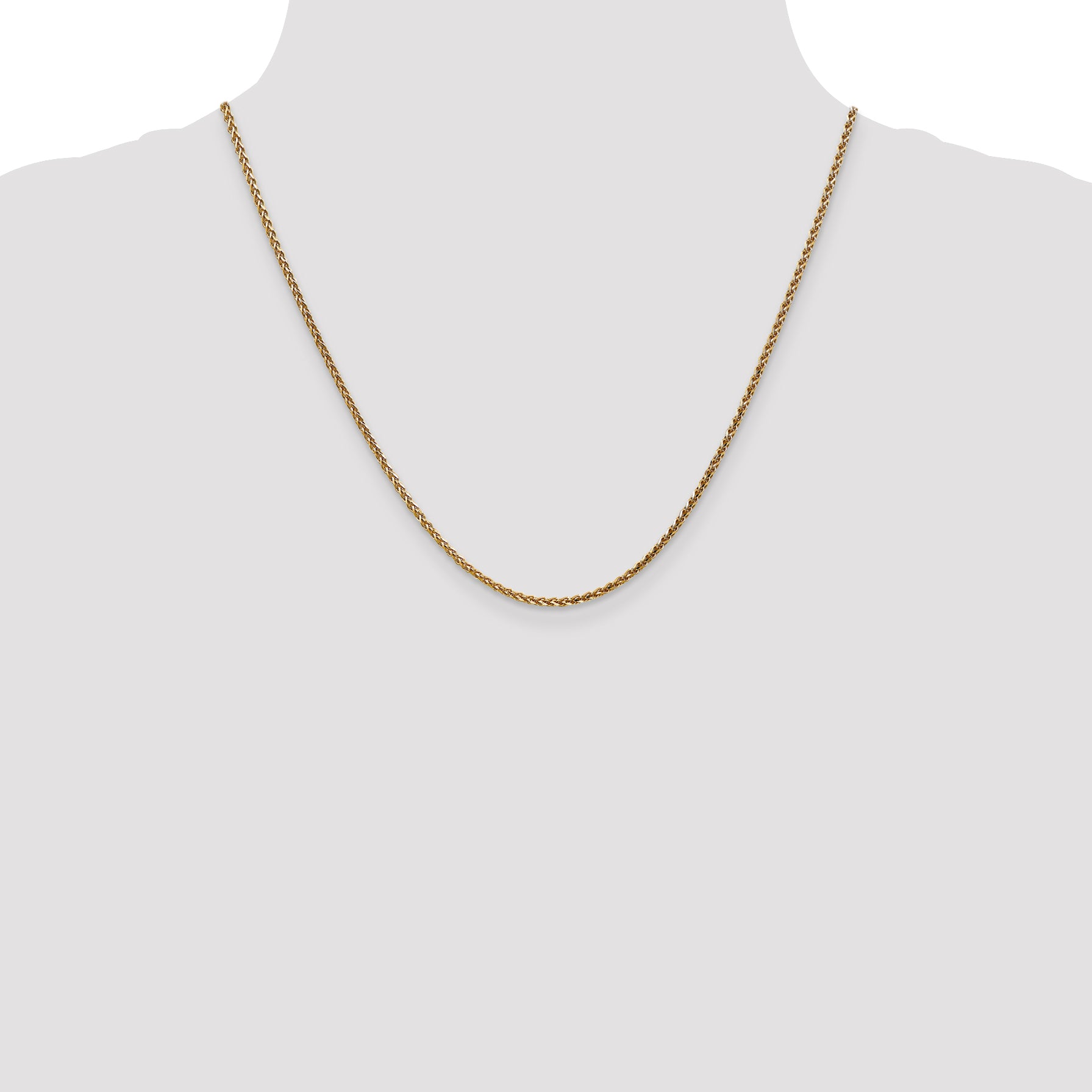 14K Rose Gold Solid Diamond-Cut Wheat Chain Necklace 2.1mm