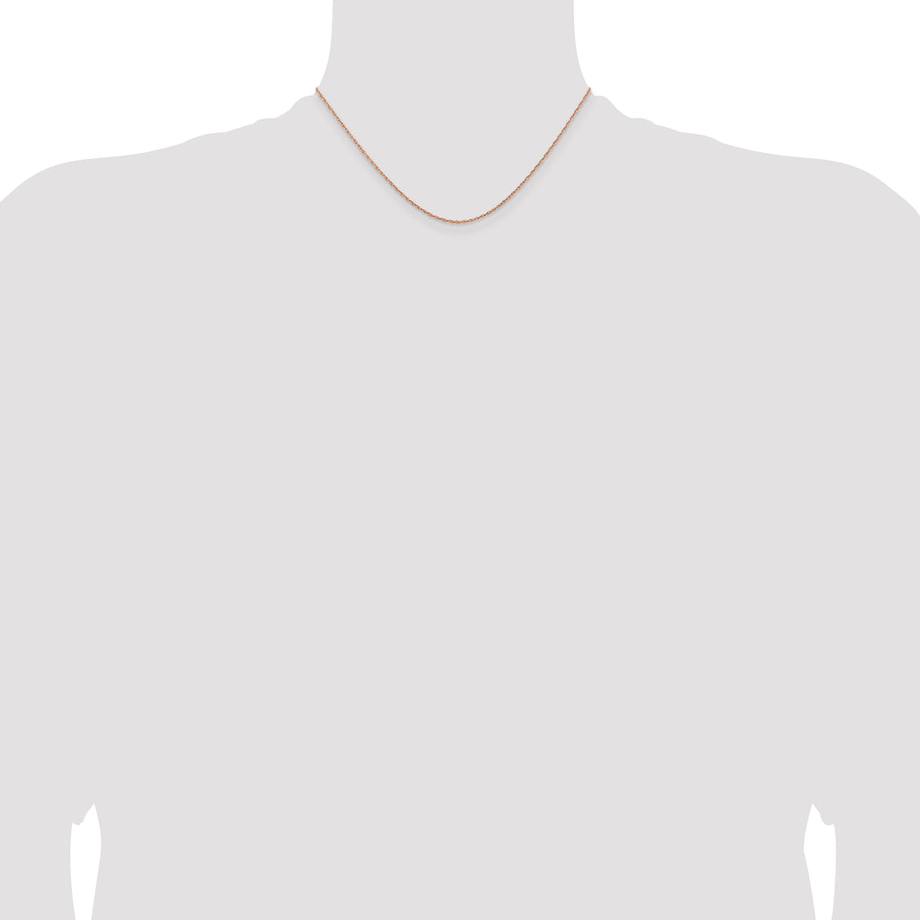 14K Rose Gold Solid Rope Chain Necklace 1.15mm