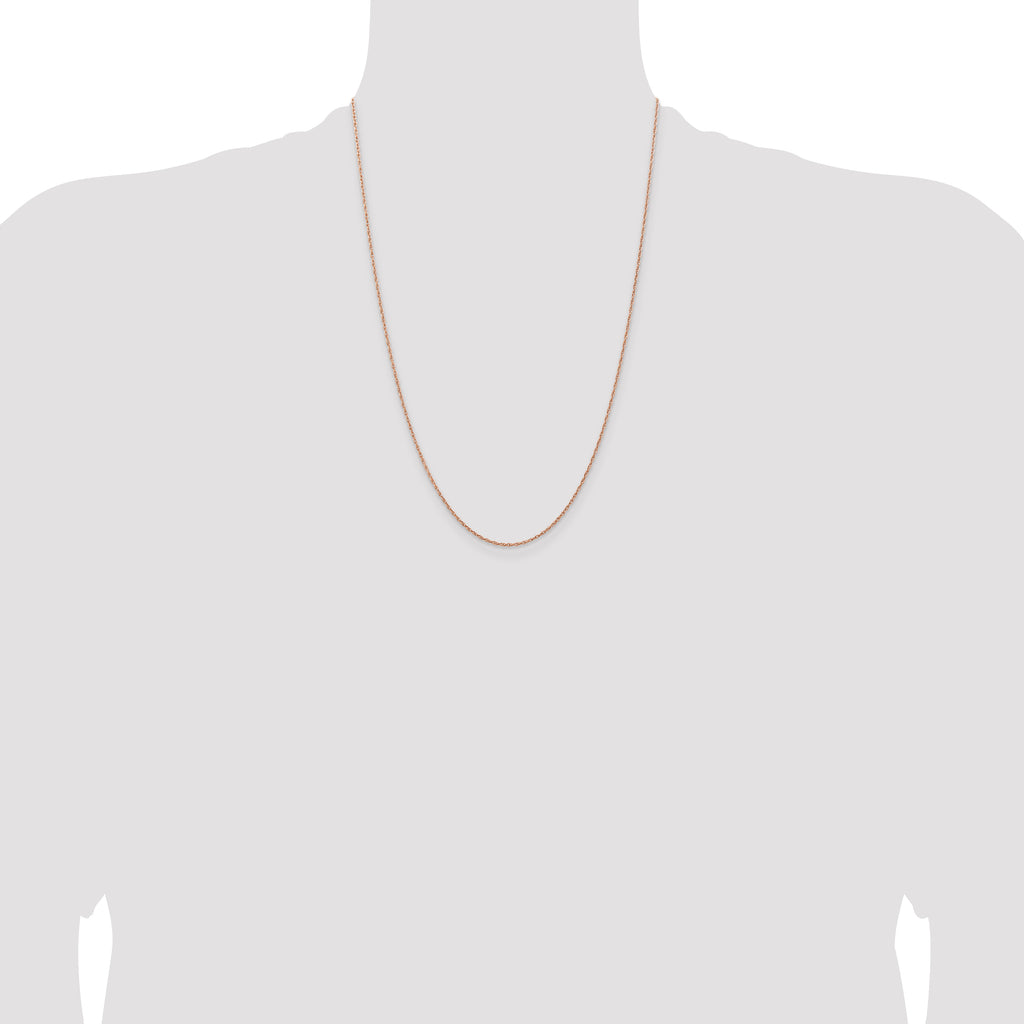 14K Rose Gold 24 inch 1.15mm Baby Rope with Spring Ring Clasp Chain