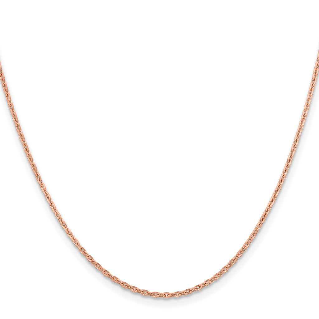 14K Rose Gold Solid Diamond-Cut Cable Chain Necklace 1.8mm