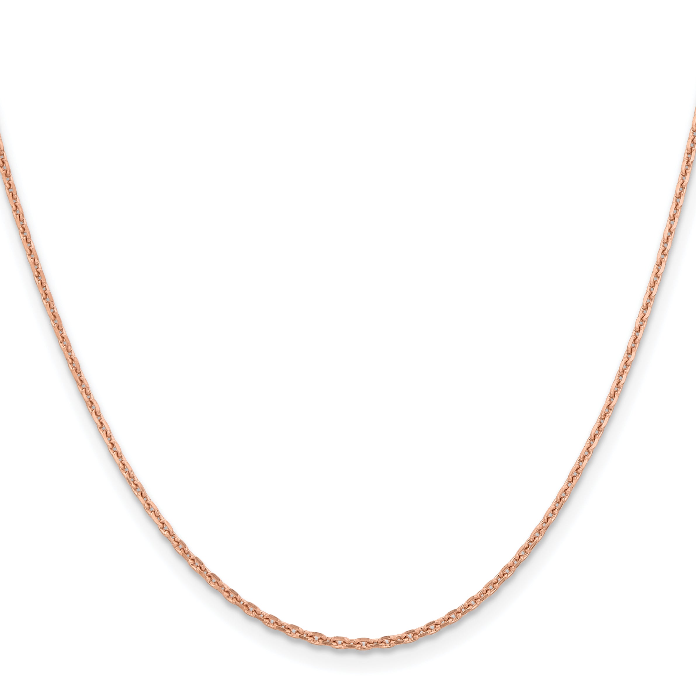14K Rose Gold Solid Diamond-Cut Cable Chain Necklace 1.8mm