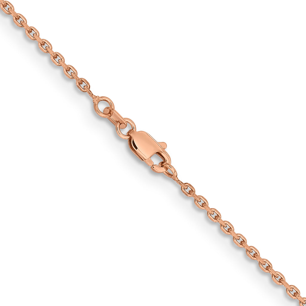 14K Rose Gold Solid Diamond-Cut Cable Chain Necklace 1.8mm