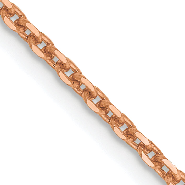 14K Rose Gold Solid Diamond-Cut Cable Chain Necklace 1.8mm