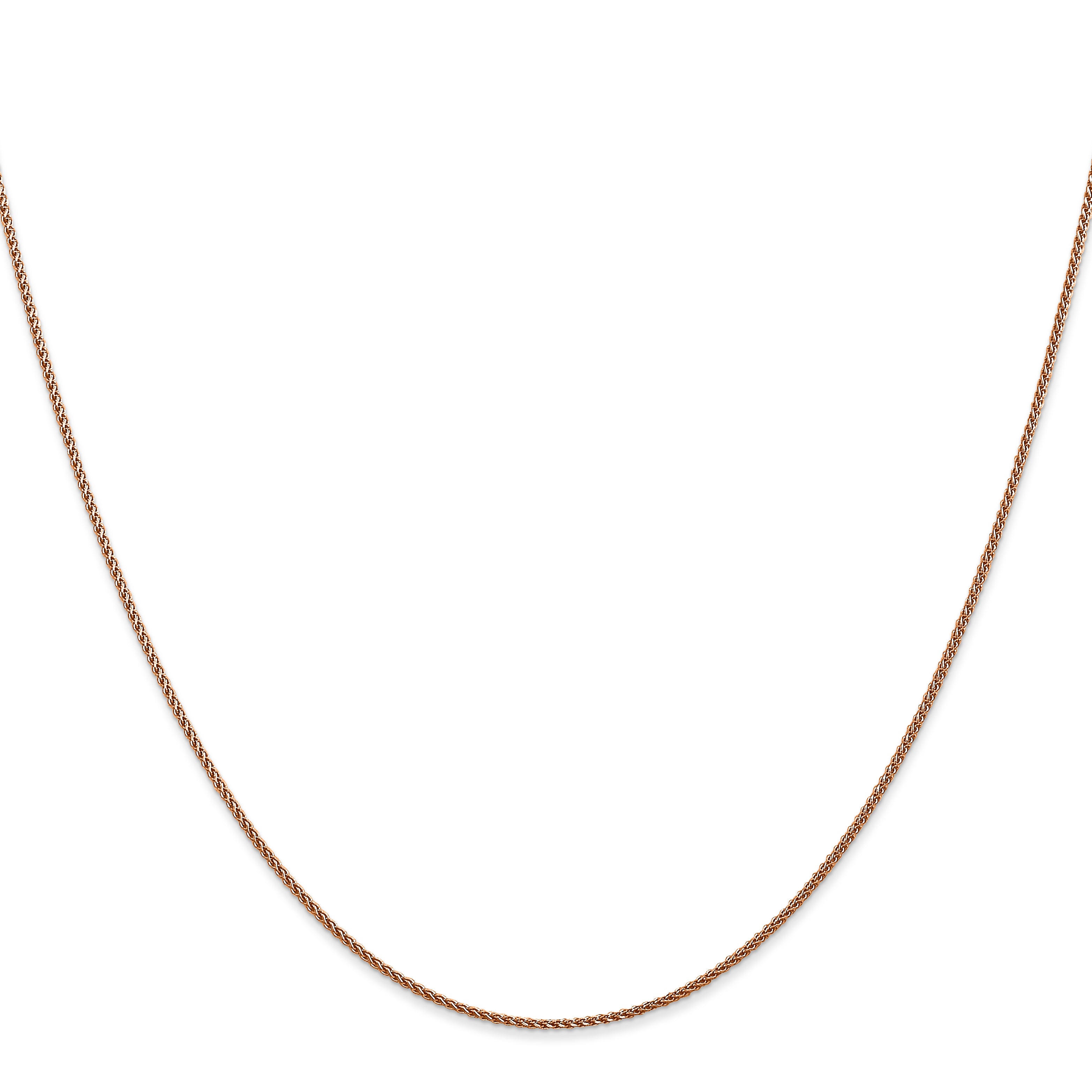 14K Rose Gold Solid Diamond-Cut Wheat Chain Necklace 1.05mm Secondary image