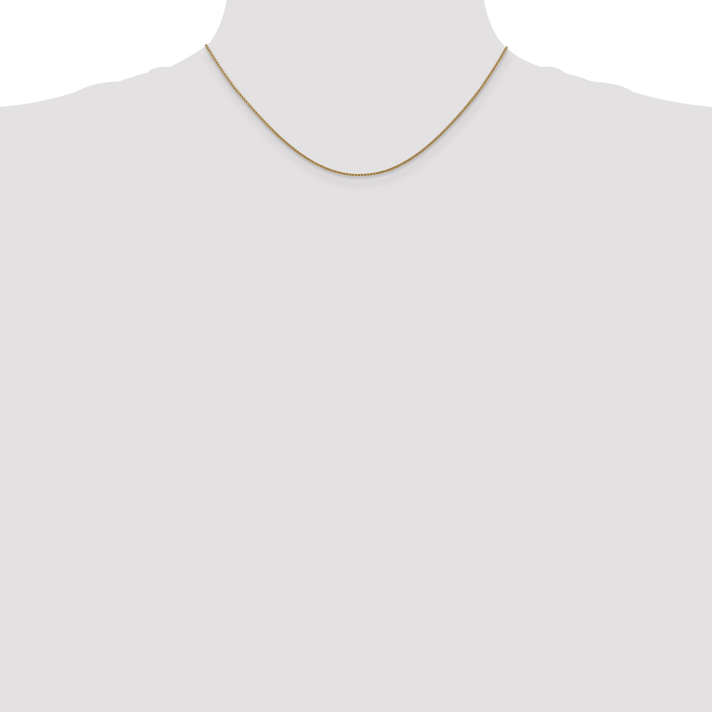 14K Rose Gold Solid Diamond-Cut Wheat Chain Necklace 1.05mm