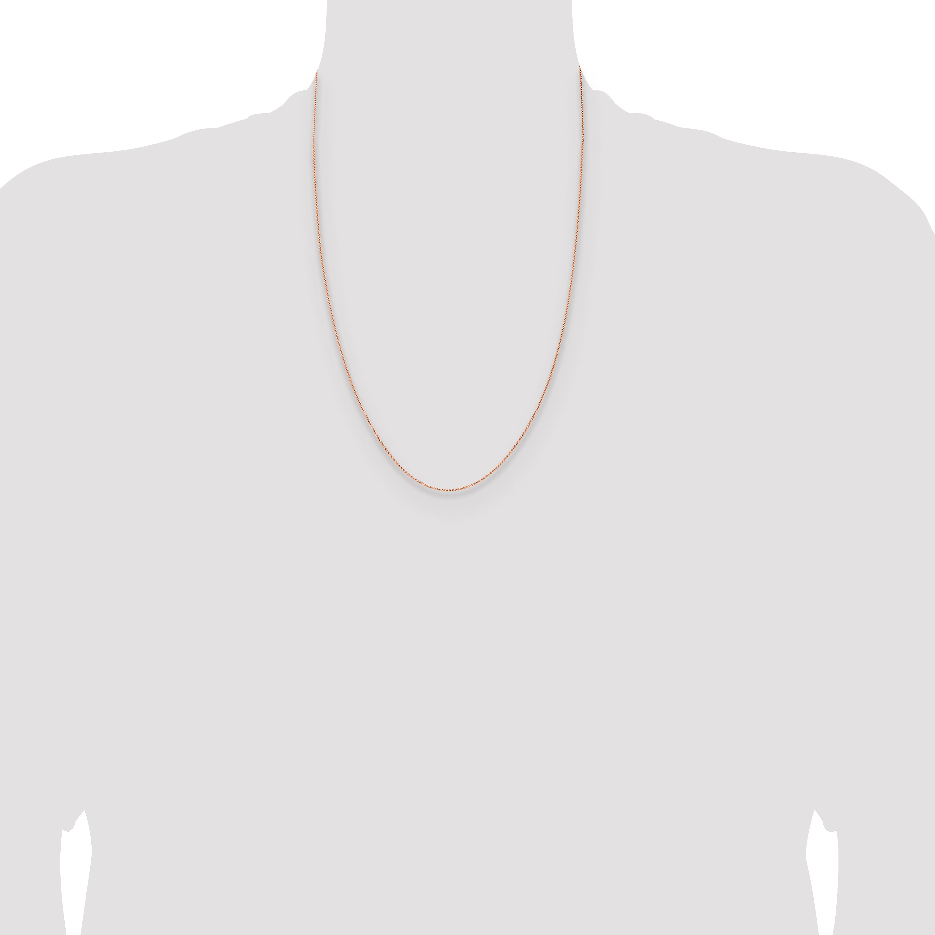 14K Rose Gold 24 inch 1mm Solid Polished Spiga with Lobster Clasp Chain