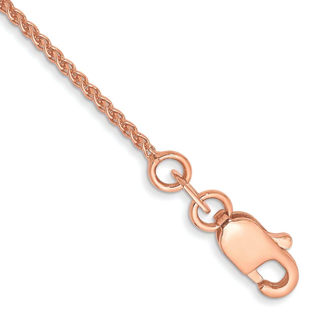 14K Rose Gold 9 inch 1mm Solid Polished Spiga with Lobster Clasp Anklet Main image