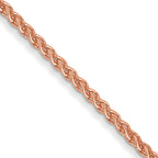 14K Rose Gold Solid Wheat Chain Necklace 1.05mm