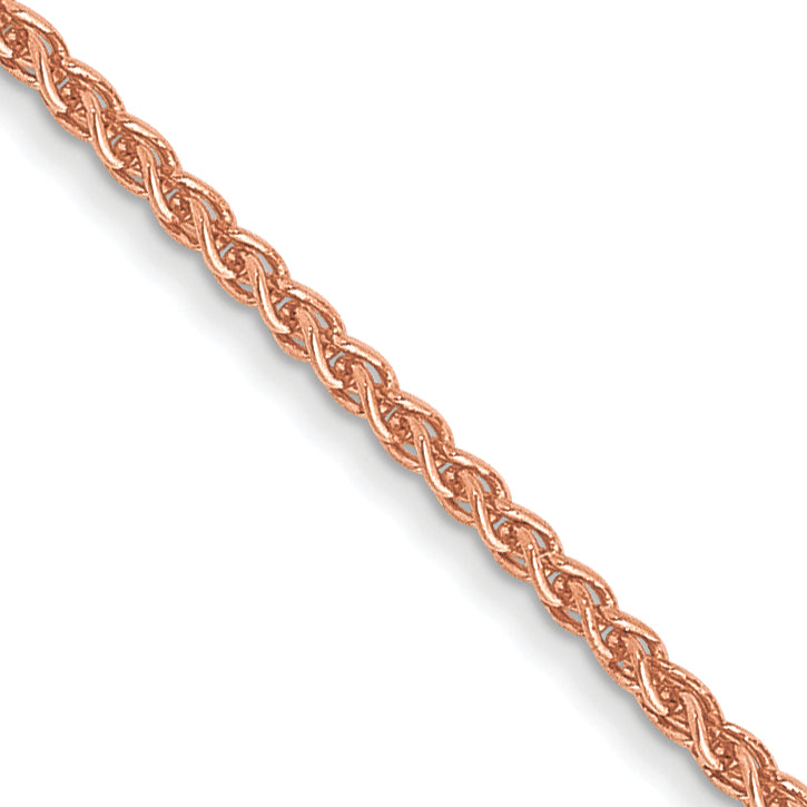 14K Rose Gold Solid Wheat Chain Necklace 1.05mm