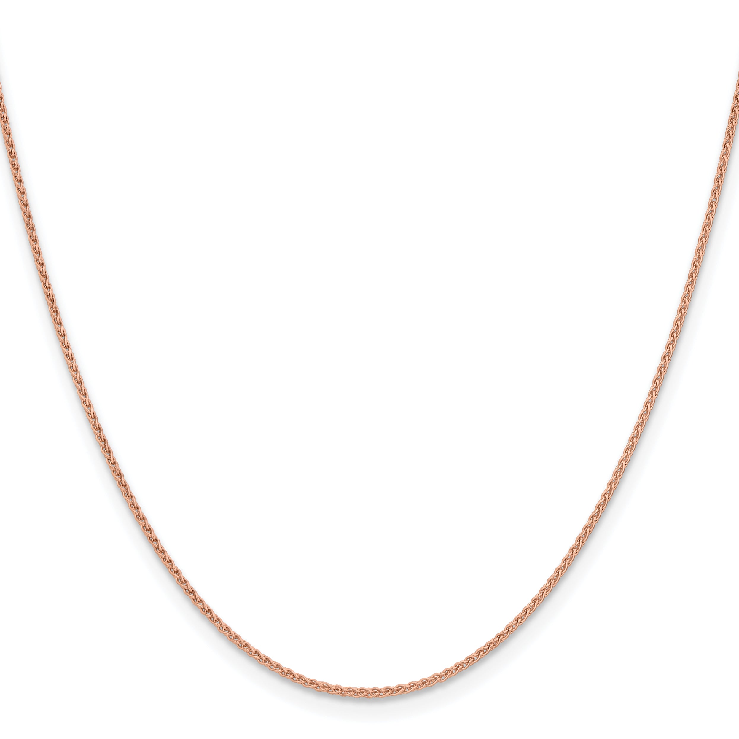 14K Rose Gold Solid Wheat Chain Necklace 1.25mm Secondary image