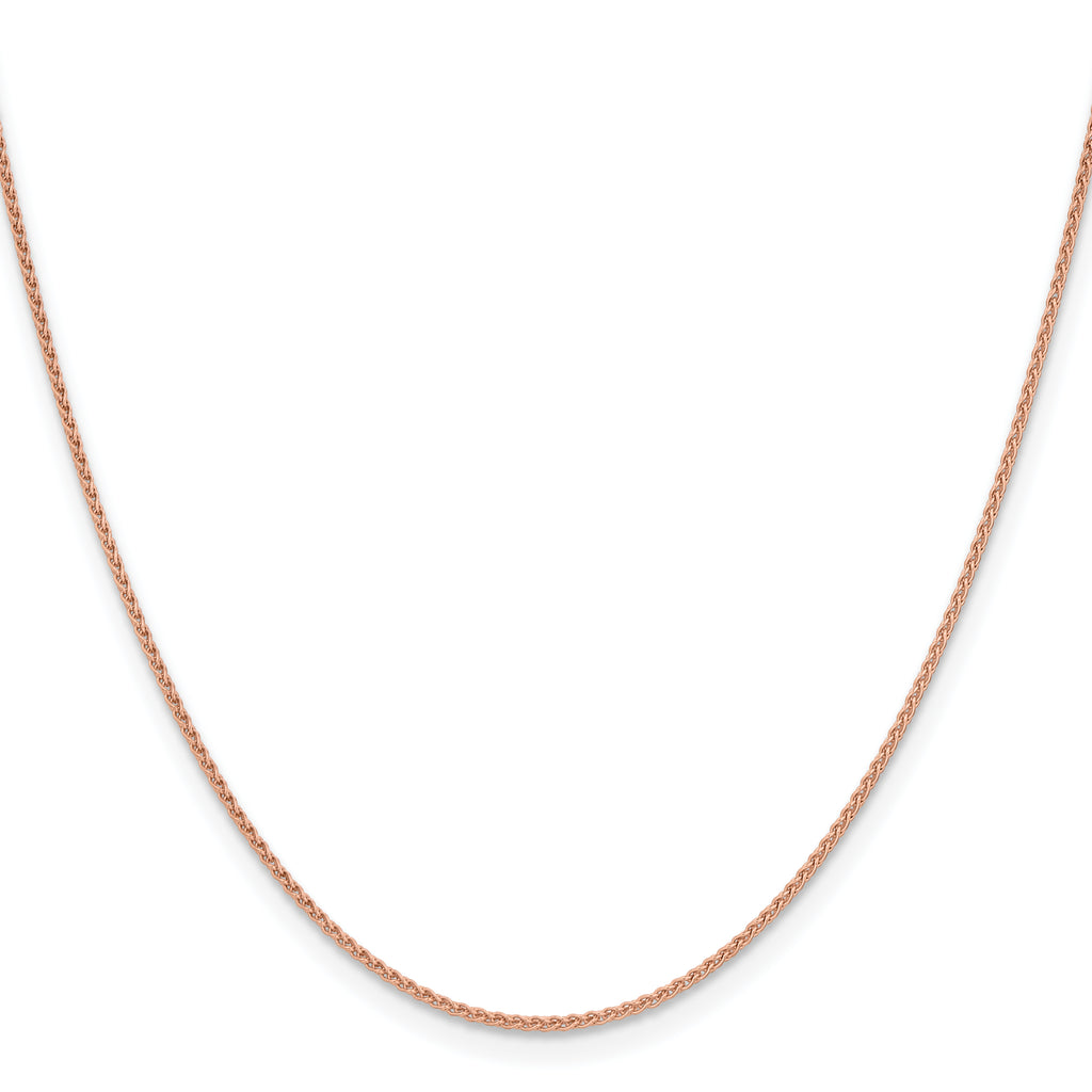 14K Rose Gold Solid Wheat Chain Necklace 1.25mm