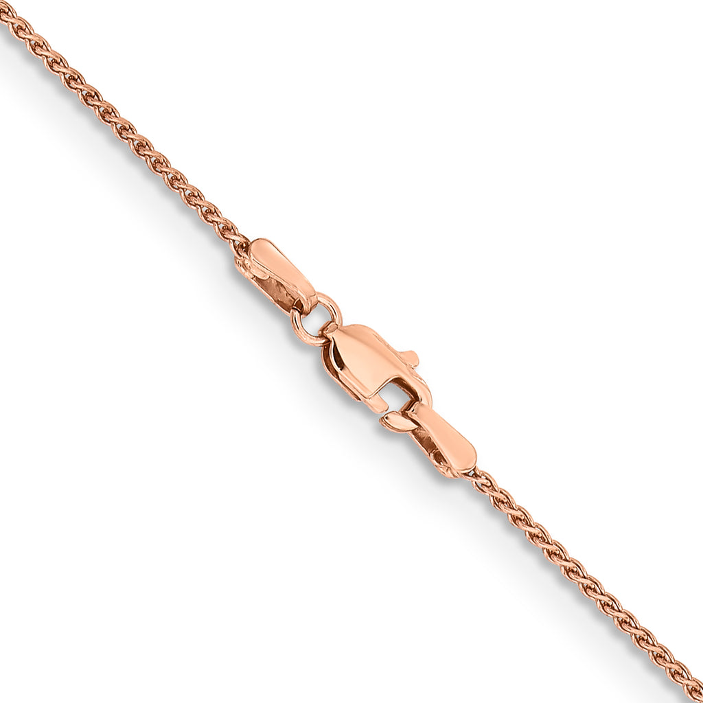 14K Rose Gold Solid Wheat Chain Necklace 1.25mm