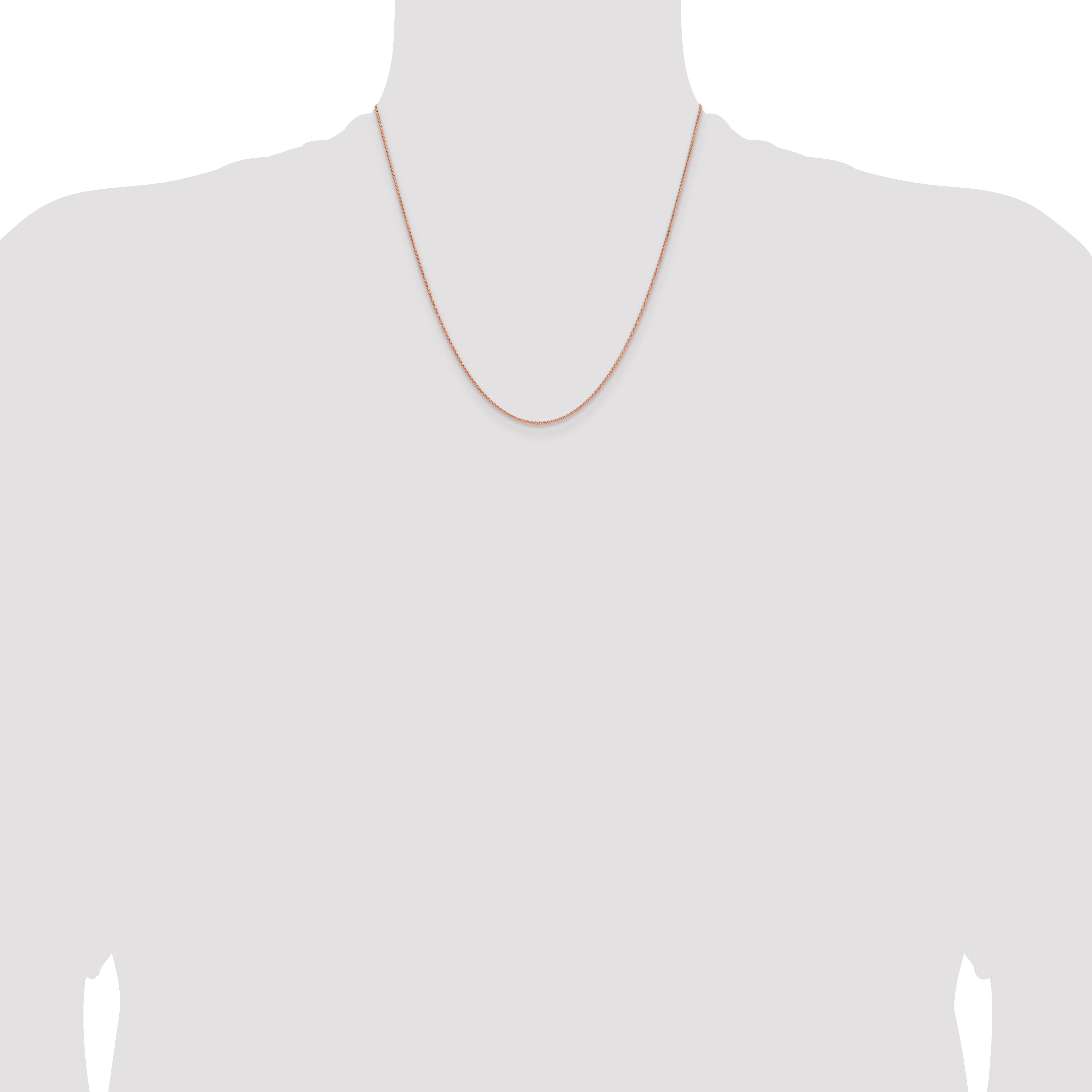 14K Rose Gold Solid Wheat Chain Necklace 1.25mm