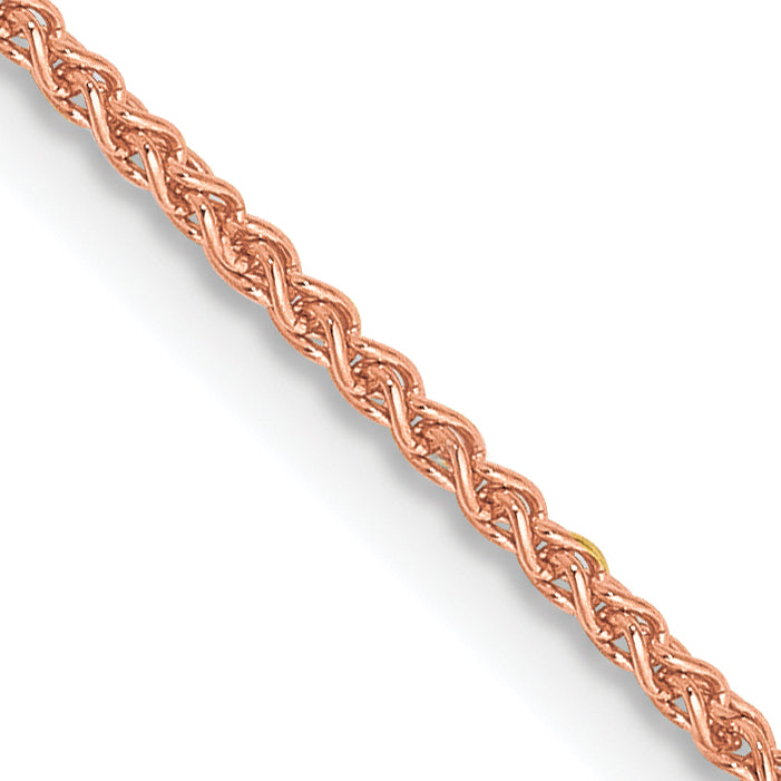 14K Rose Gold Solid Wheat Chain Necklace 1.25mm