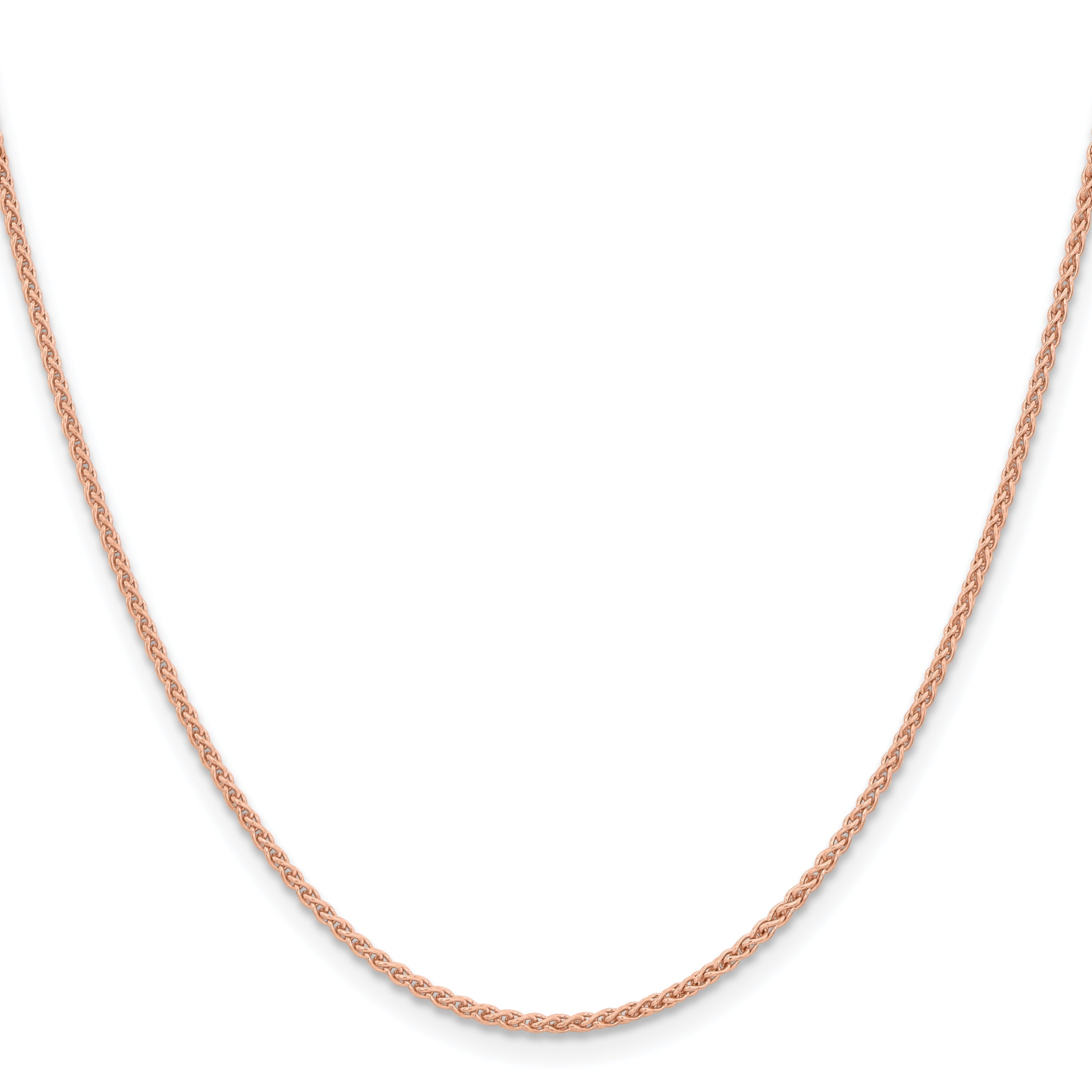 14K Rose Gold Solid Wheat Chain Necklace 1.7mm Secondary image