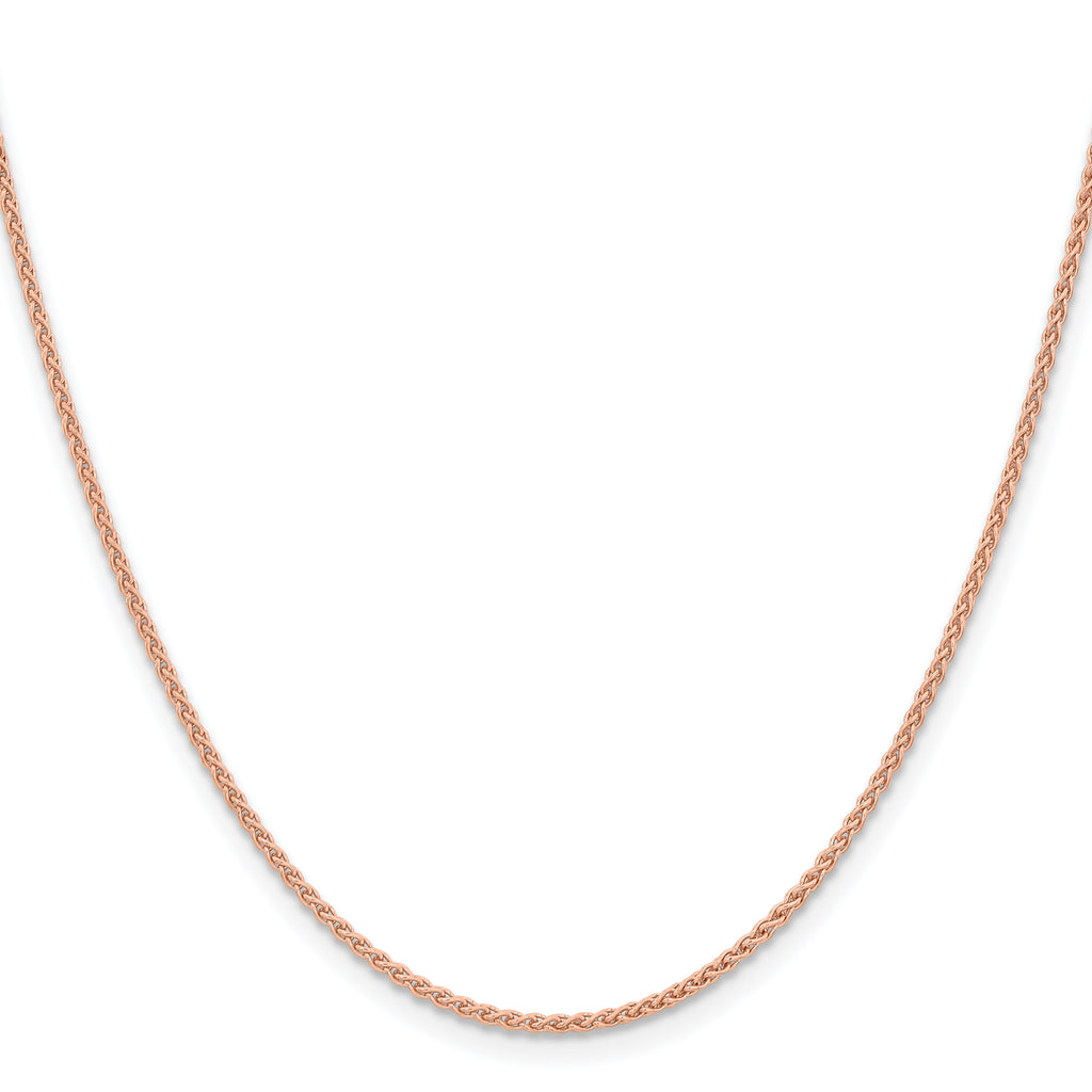 14K Rose Gold Solid Wheat Chain Necklace 1.7mm
