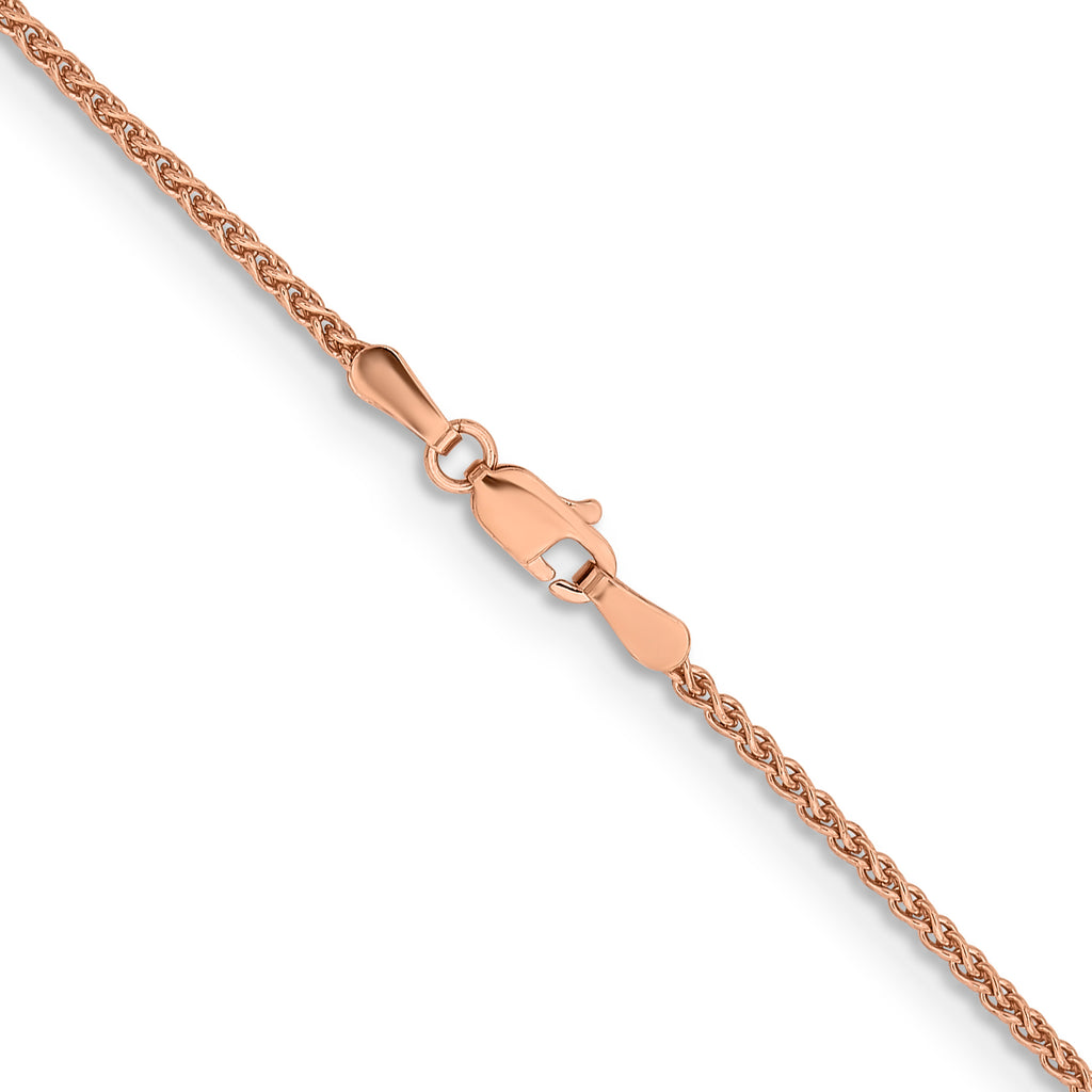 14K Rose Gold Solid Wheat Chain Necklace 1.7mm