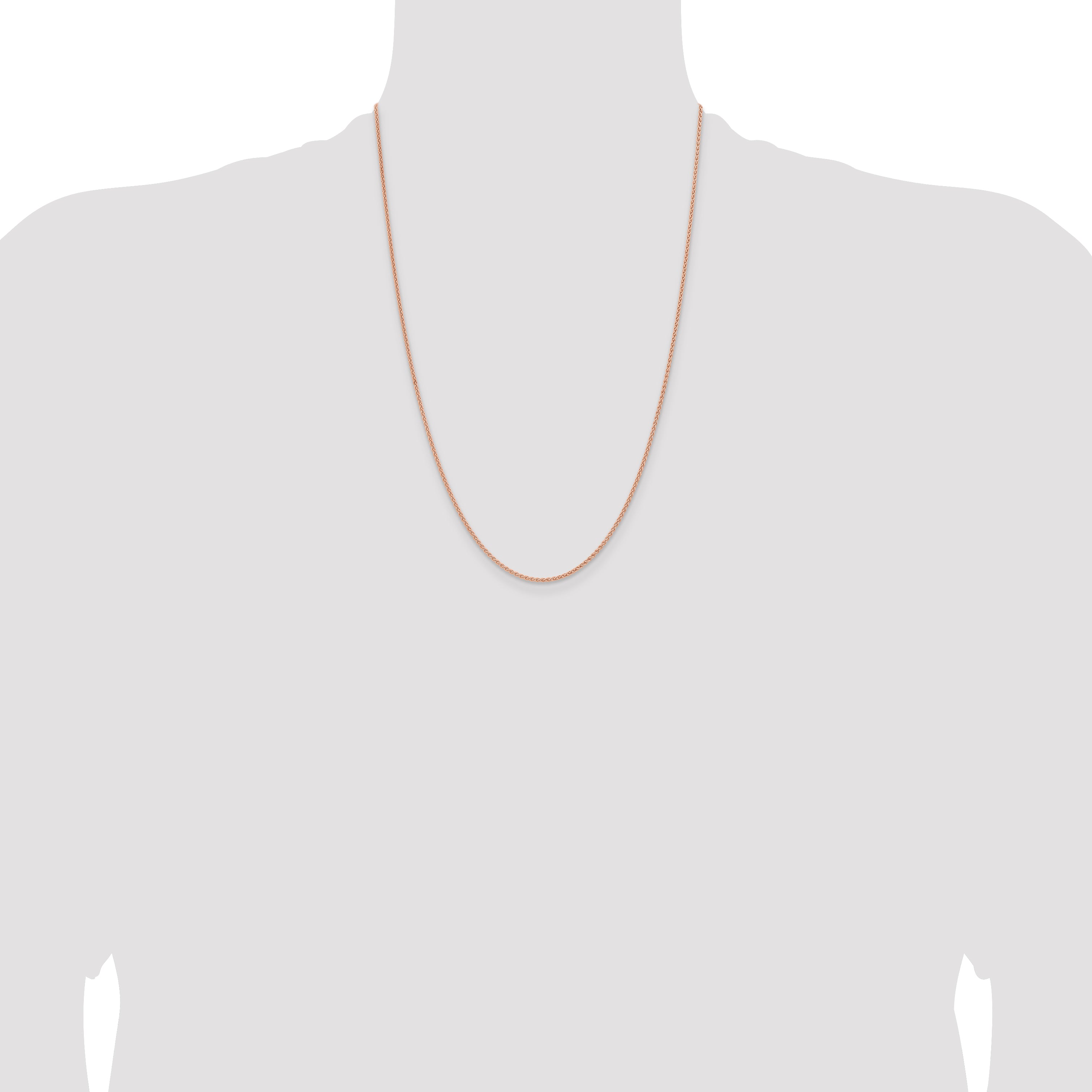 14K Rose Gold 24 inch 1.7mm Solid Polished Spiga with Lobster Clasp Chain