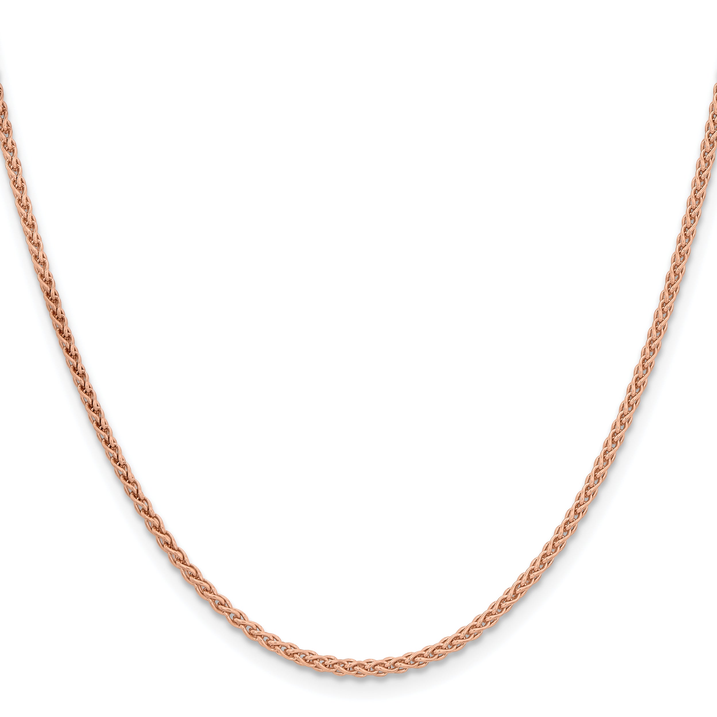 14K Rose Gold Solid Wheat Chain Necklace 2.1mm Secondary image