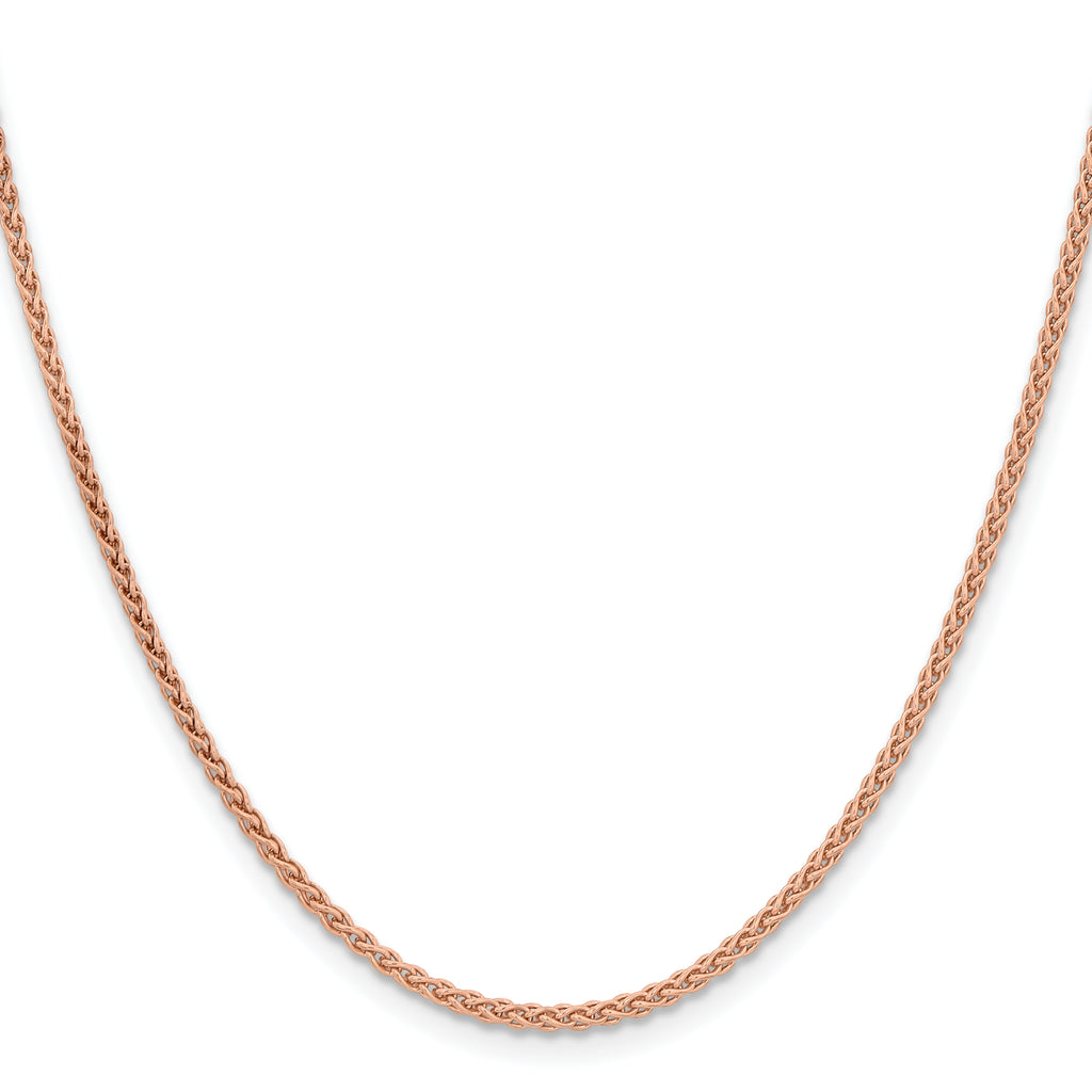 14K Rose Gold 16 inch 2.1mm Solid Polished Spiga with Lobster Clasp Chain
