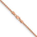 14K Rose Gold Solid Wheat Chain Necklace 2.1mm