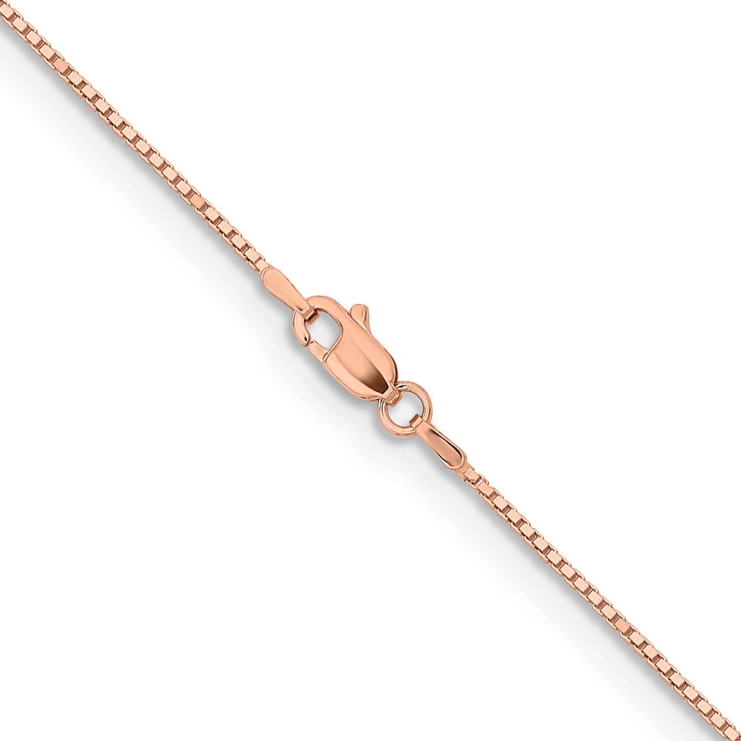 14K Rose Gold 7 inch .95mm Box Link with Lobster Clasp Bracelet