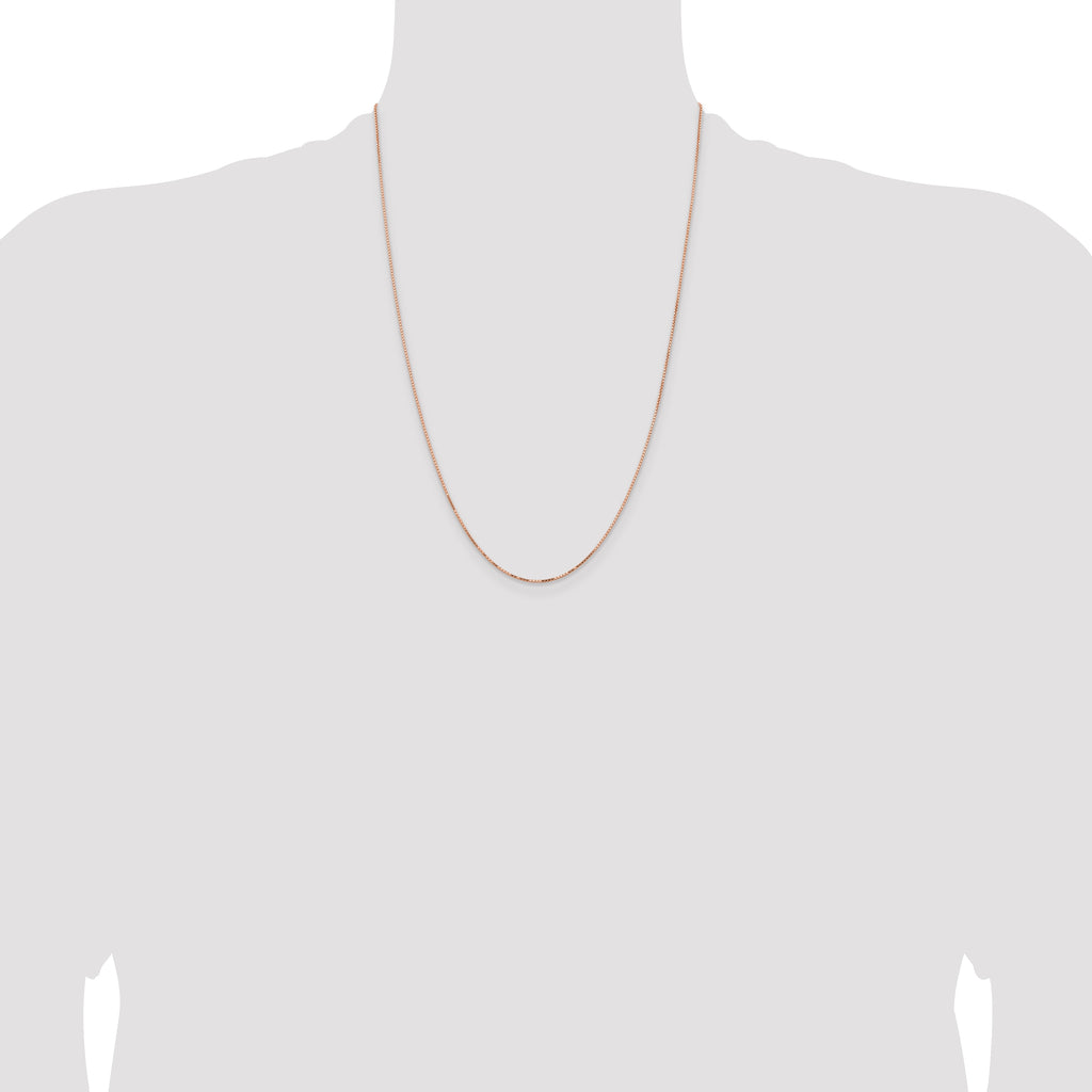 14K Rose Gold 7 inch .95mm Box Link with Lobster Clasp Bracelet