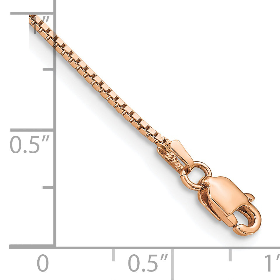 14K Rose Gold 8 inch .95mm Box Link with Lobster Clasp Bracelet
