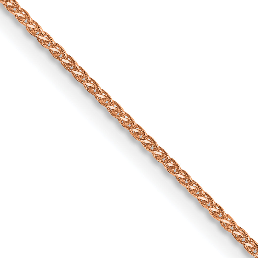 14K Rose Gold Solid Diamond-Cut Wheat Chain Necklace 1.05mm Main image