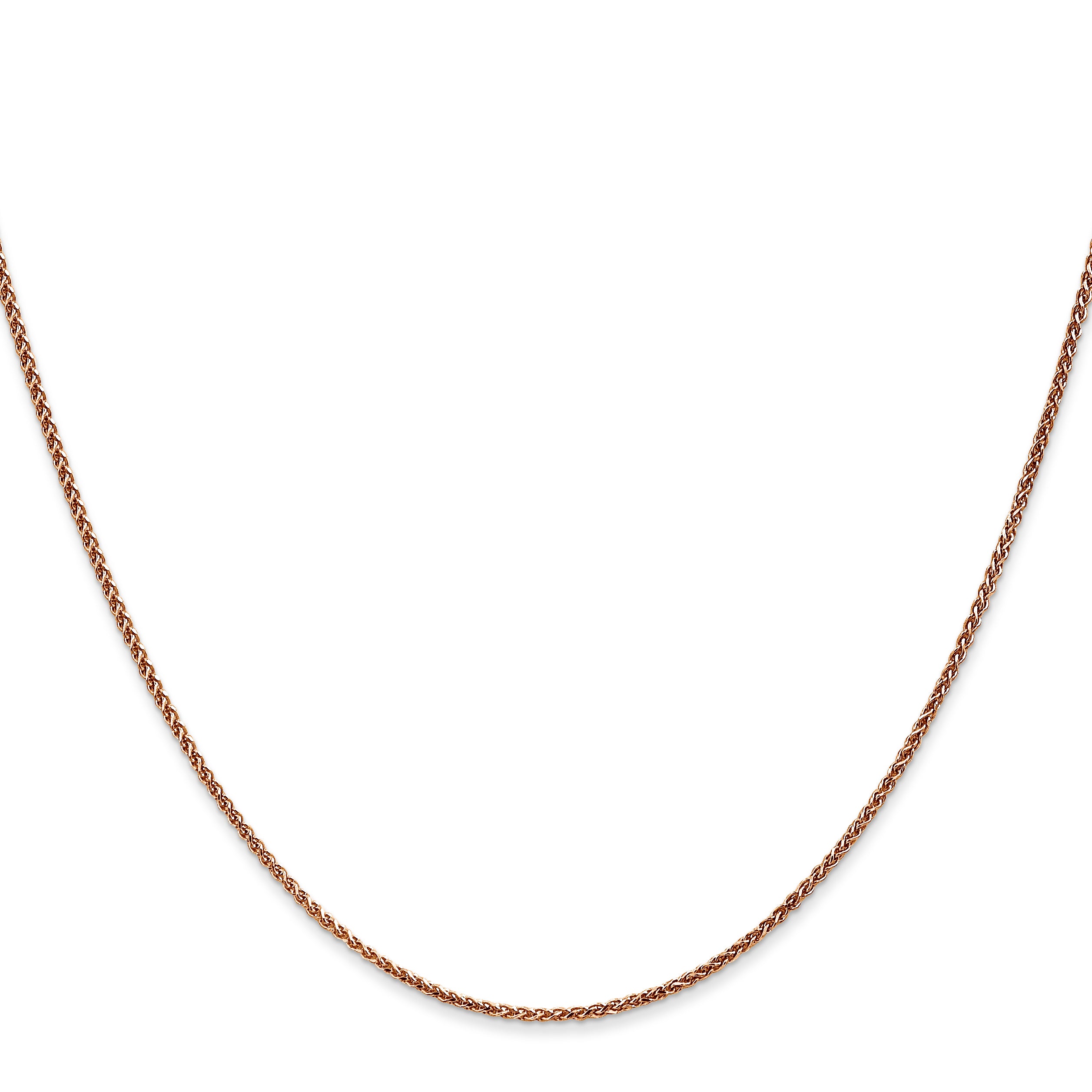 14K Rose Gold Solid Diamond-Cut Wheat Chain Necklace 1.25mm Secondary image