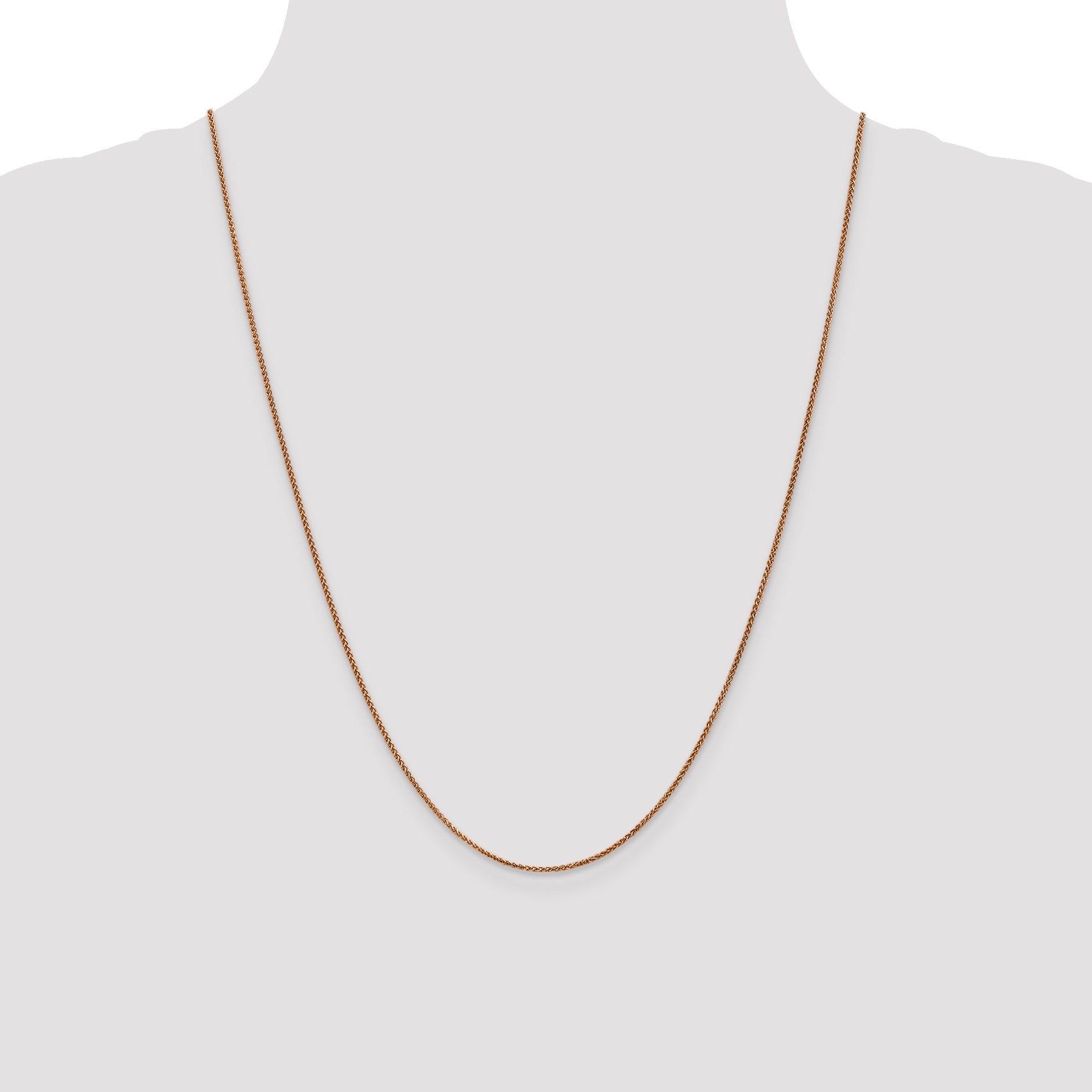 14K Rose Gold 24 inch 1.25mm Diamond-cut Spiga with Lobster Clasp Chain