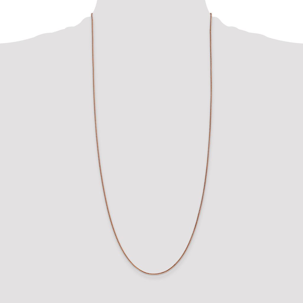14K Rose Gold 30 inch 1.25mm Diamond-Cut Spiga with Lobster Clasp Chain