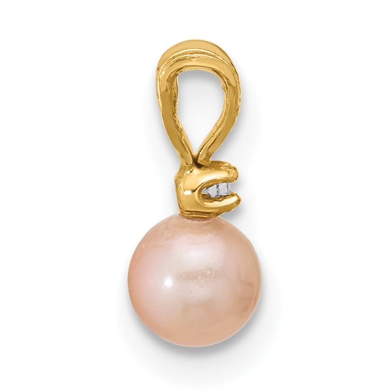 14k Madi K 4-5mm Pink Near-Round Freshwater Cultured Pearl and CZ Pendant Secondary image