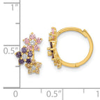 14K Madi K Hinged Flower Multicolor CZ Hoop Earrings