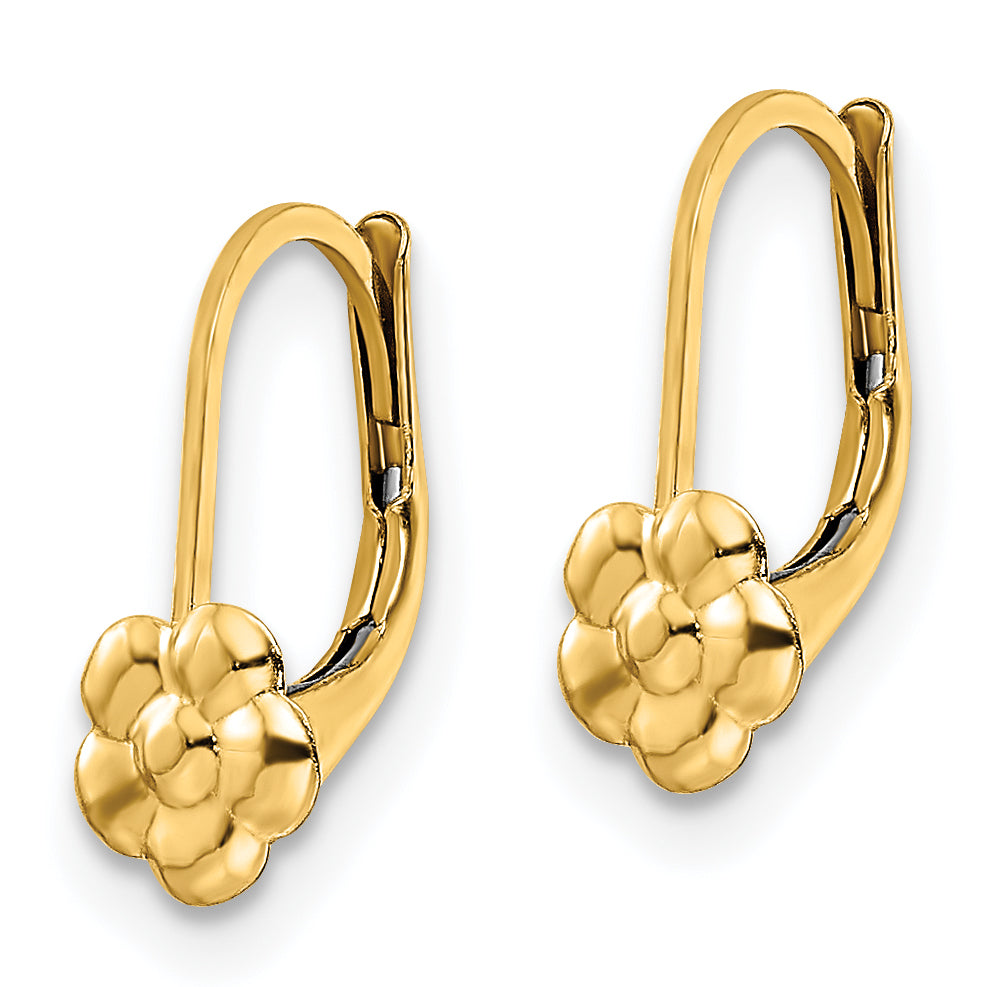 14K Madi K Polished Flower Leverback Earrings Secondary image