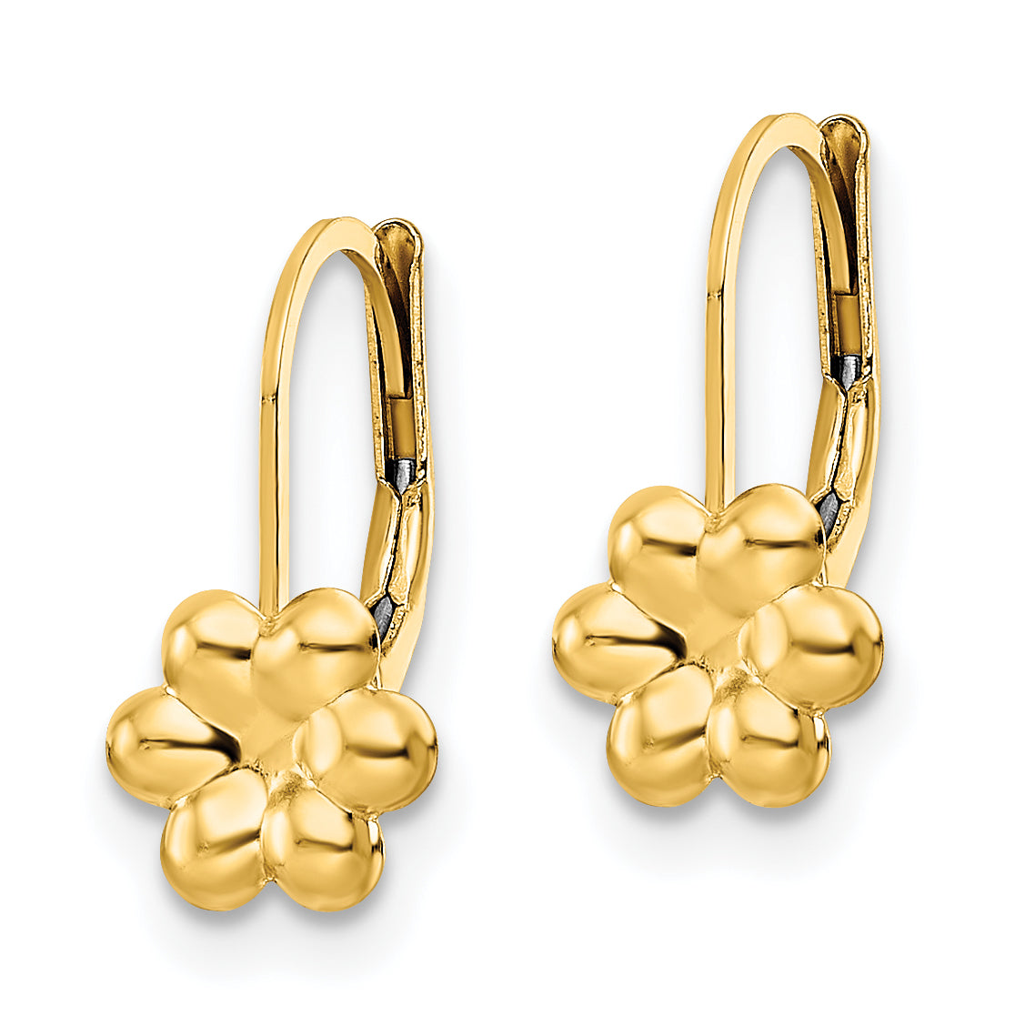 14K Madi K Polished Flower Leverback Earrings Secondary image